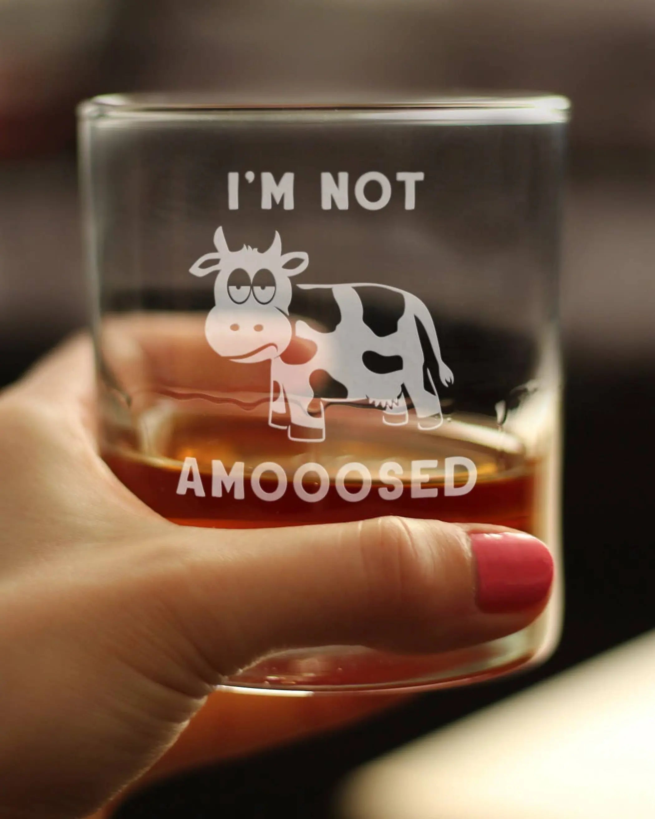 Not Amoosed Whiskey Rocks Glass - Cow Gifts and Decor Bevvee