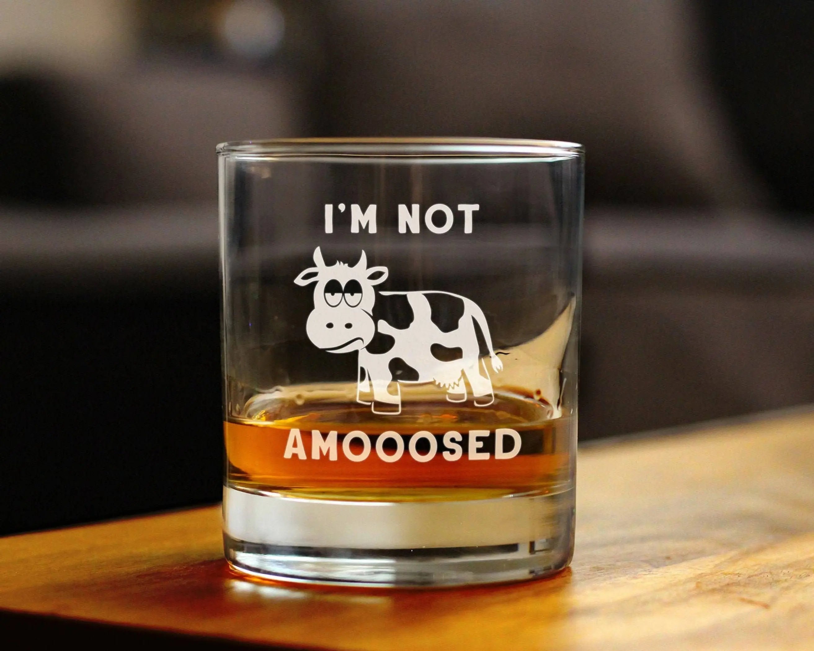 Not Amoosed Whiskey Rocks Glass - Cow Gifts and Decor Bevvee