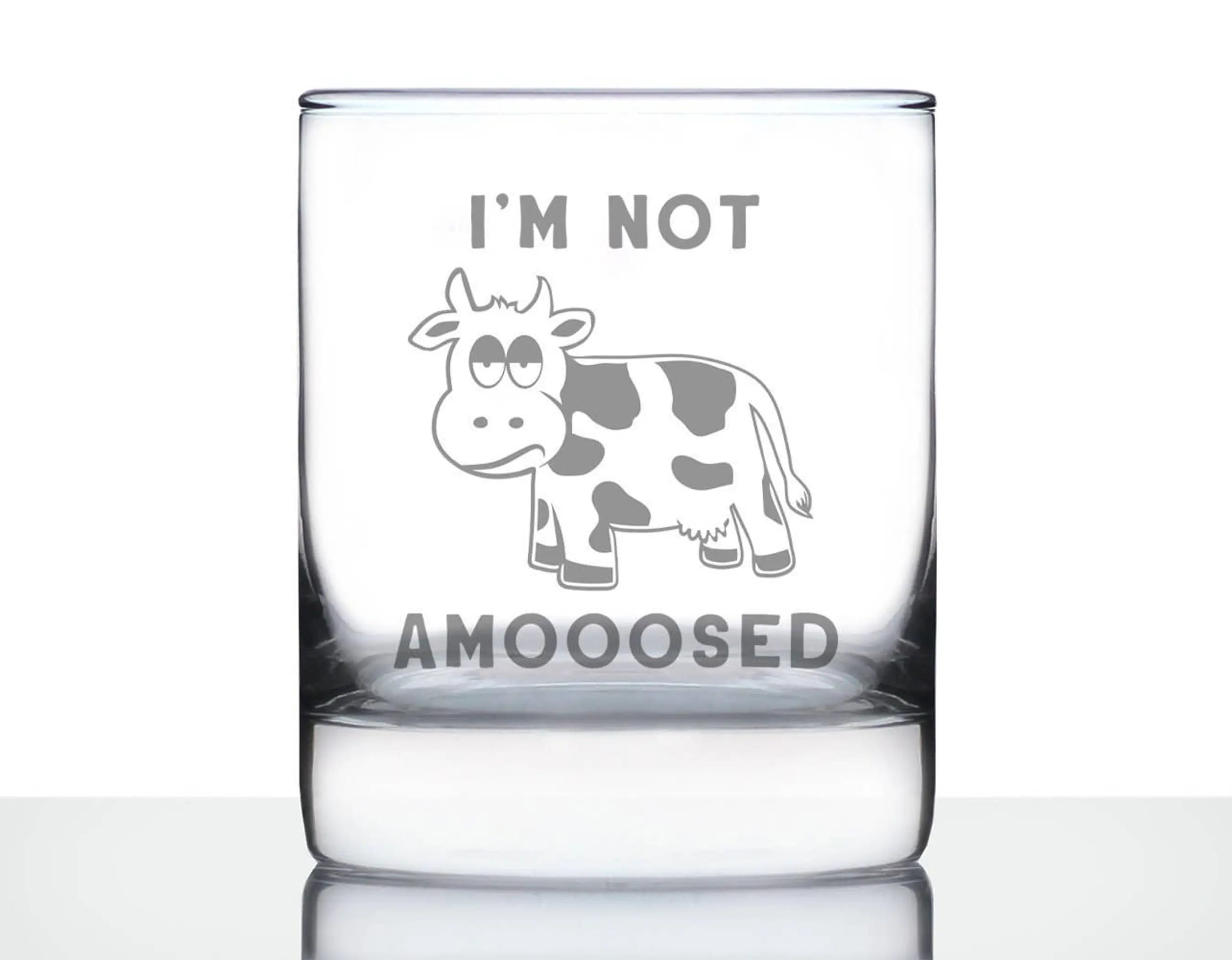 Not Amoosed Whiskey Rocks Glass - Cow Gifts and Decor Bevvee