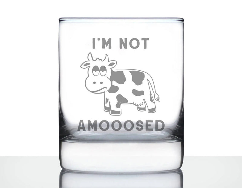 Not Amoosed Whiskey Rocks Glass - Cow Gifts and Decor Bevvee