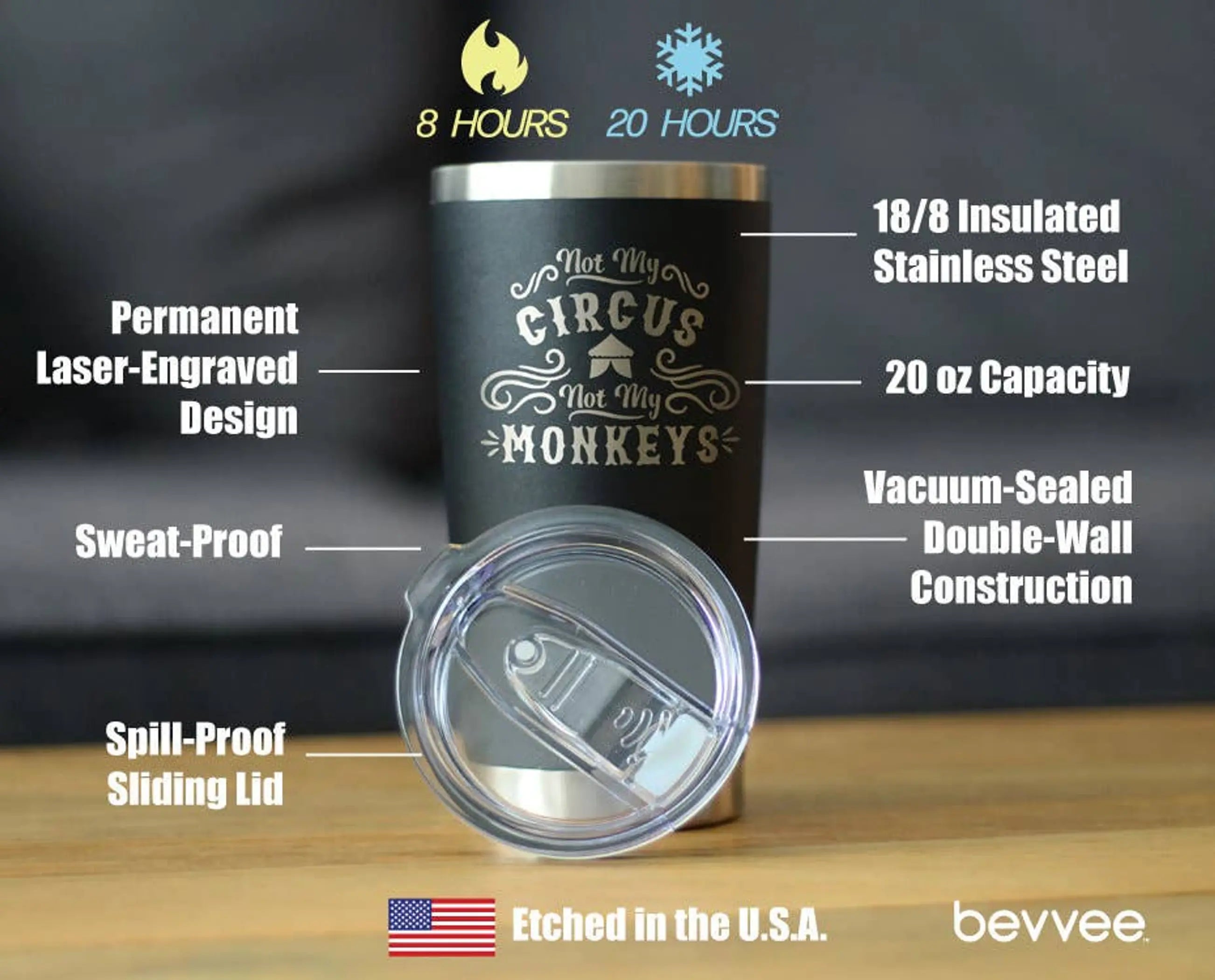 Not My Circus Insulated Travel Tumbler - Retirement Gifts Bevvee