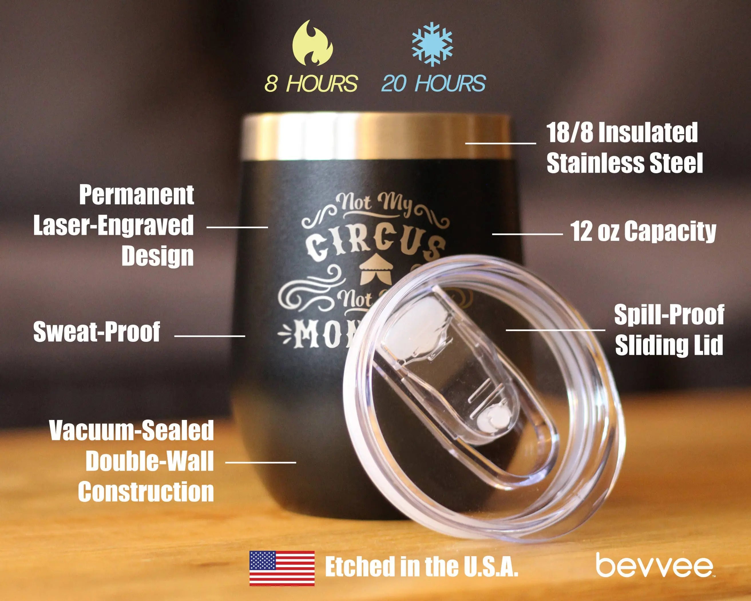 Not My Circus Insulated Wine Tumbler - Retirement Gifts Bevvee
