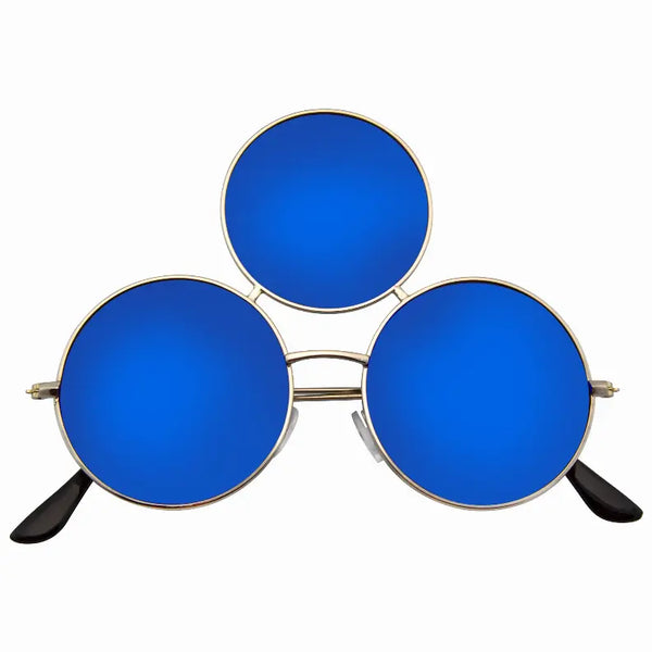 Novelty Oversize Triple Round Circle Color Tone Sunglasses Sunglass Memphis