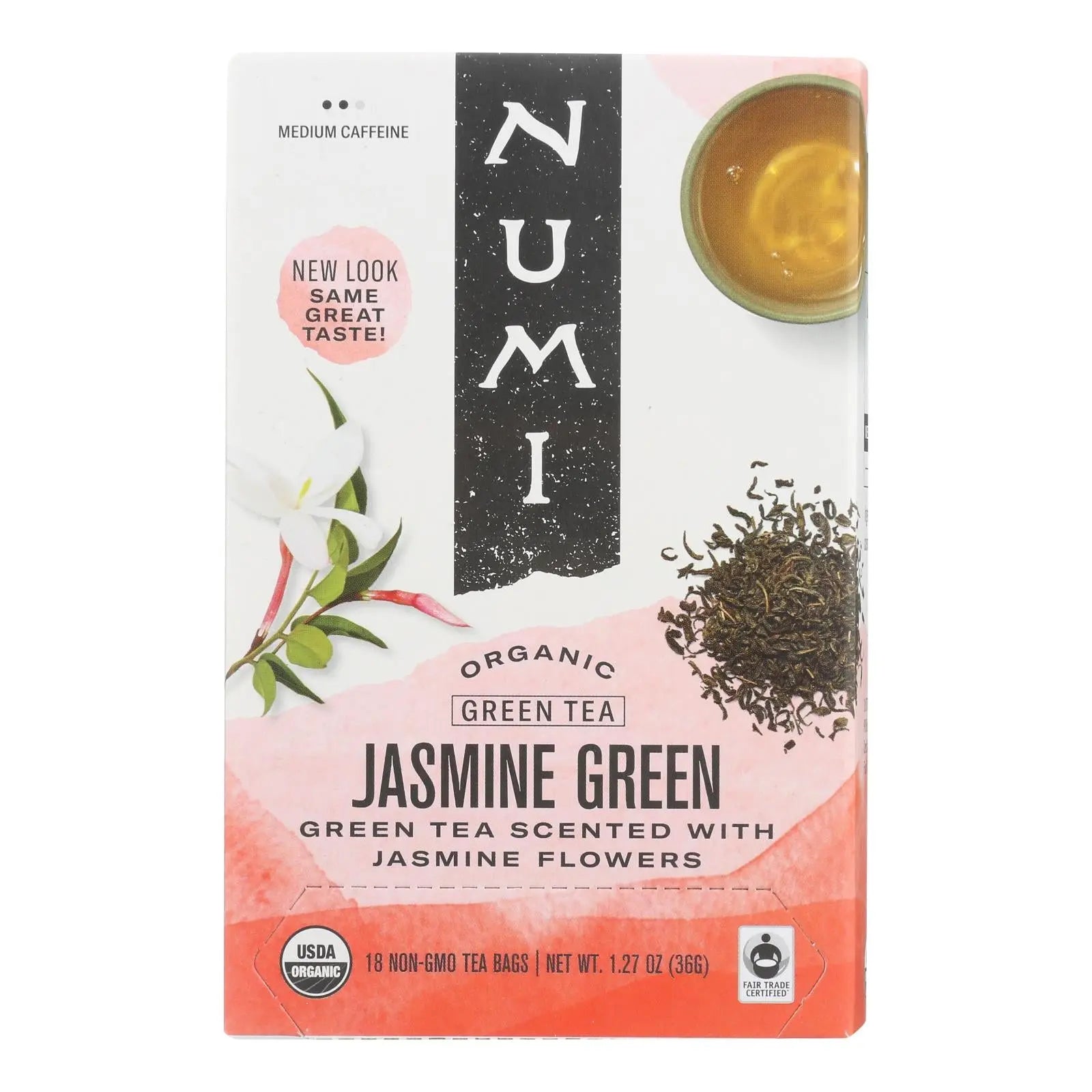 Numi Organic Tea Jasmine Green - 18 Tea Bags - Case Of 6 Numi Tea