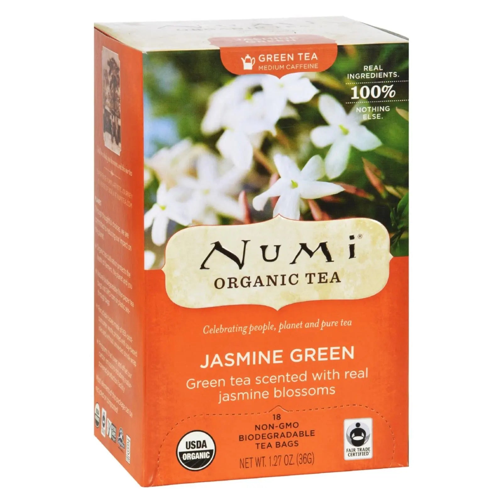 Numi Organic Tea Jasmine Green - 18 Tea Bags - Case Of 6 Numi Tea