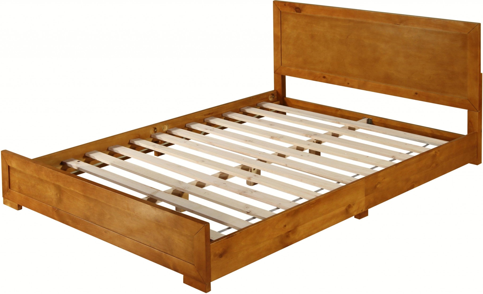 Oak Inlaid Panels Solid Wood King Bed Frame Homeroots Bed & Bath