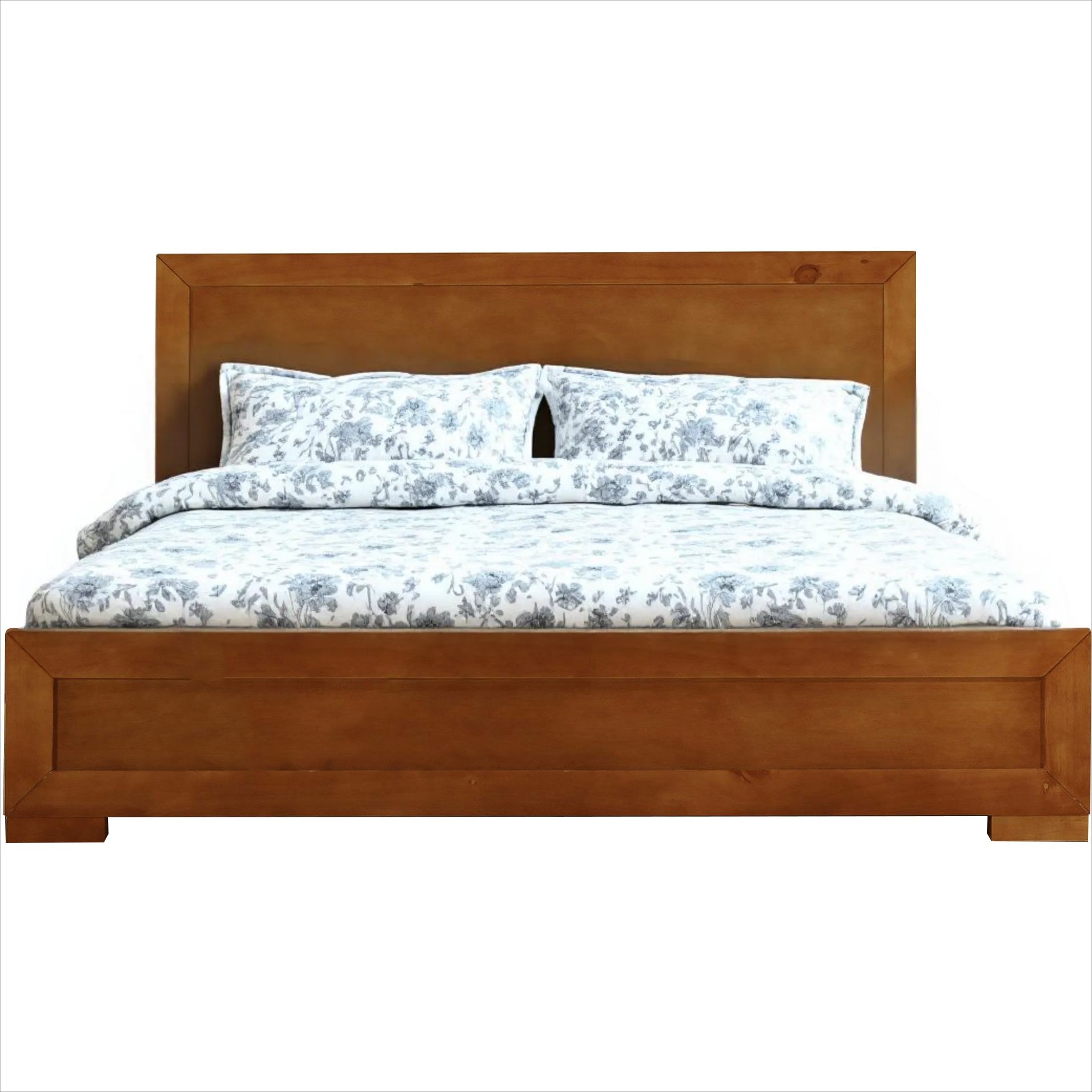 Oak Inlaid Panels Solid Wood King Bed Frame Homeroots Bed & Bath