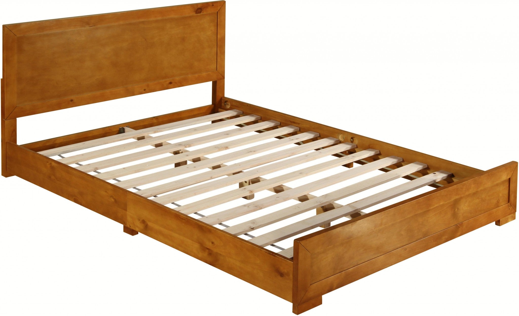Oak Inlaid Panels Solid Wood King Bed Frame Homeroots Bed & Bath
