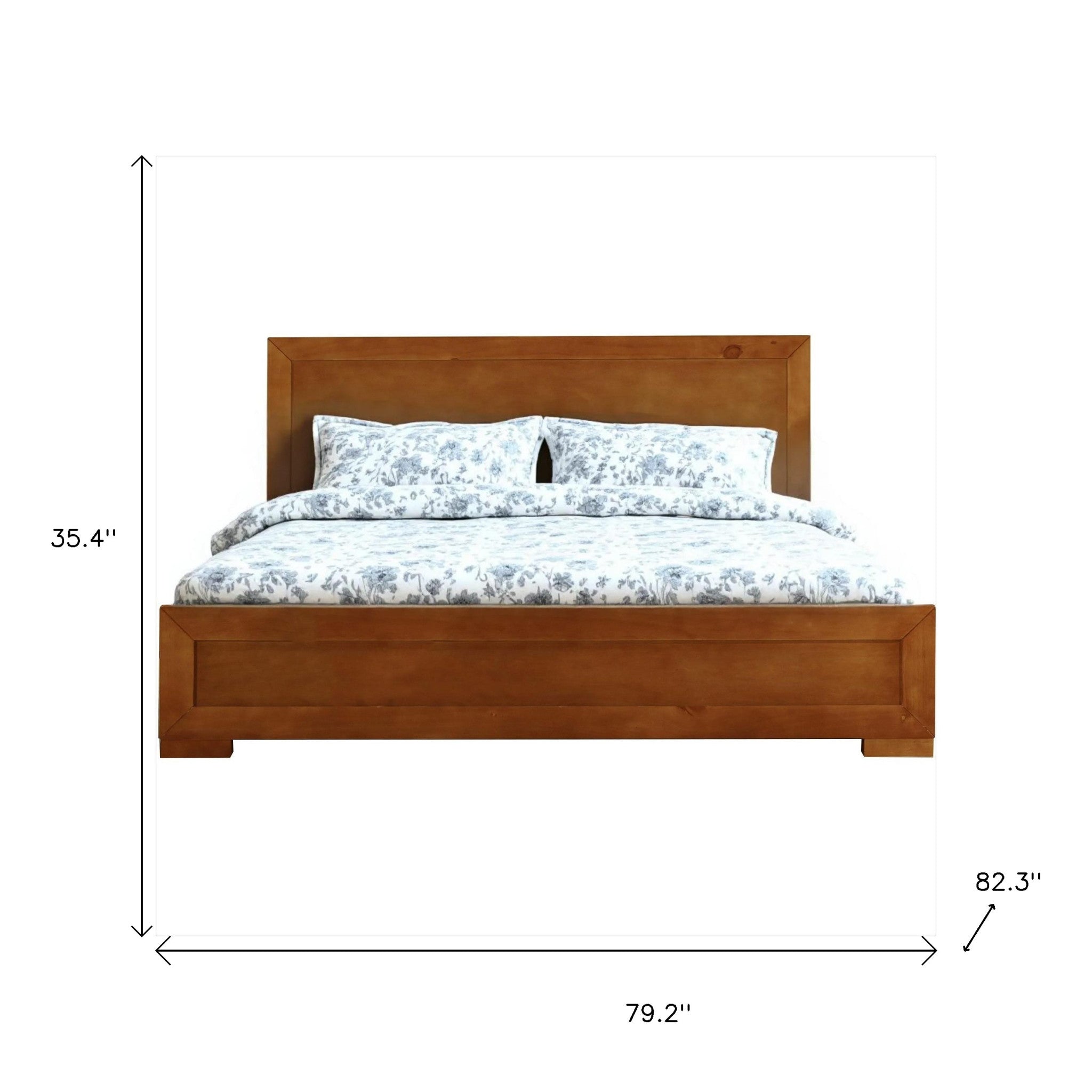 Oak Inlaid Panels Solid Wood King Bed Frame Homeroots Bed & Bath