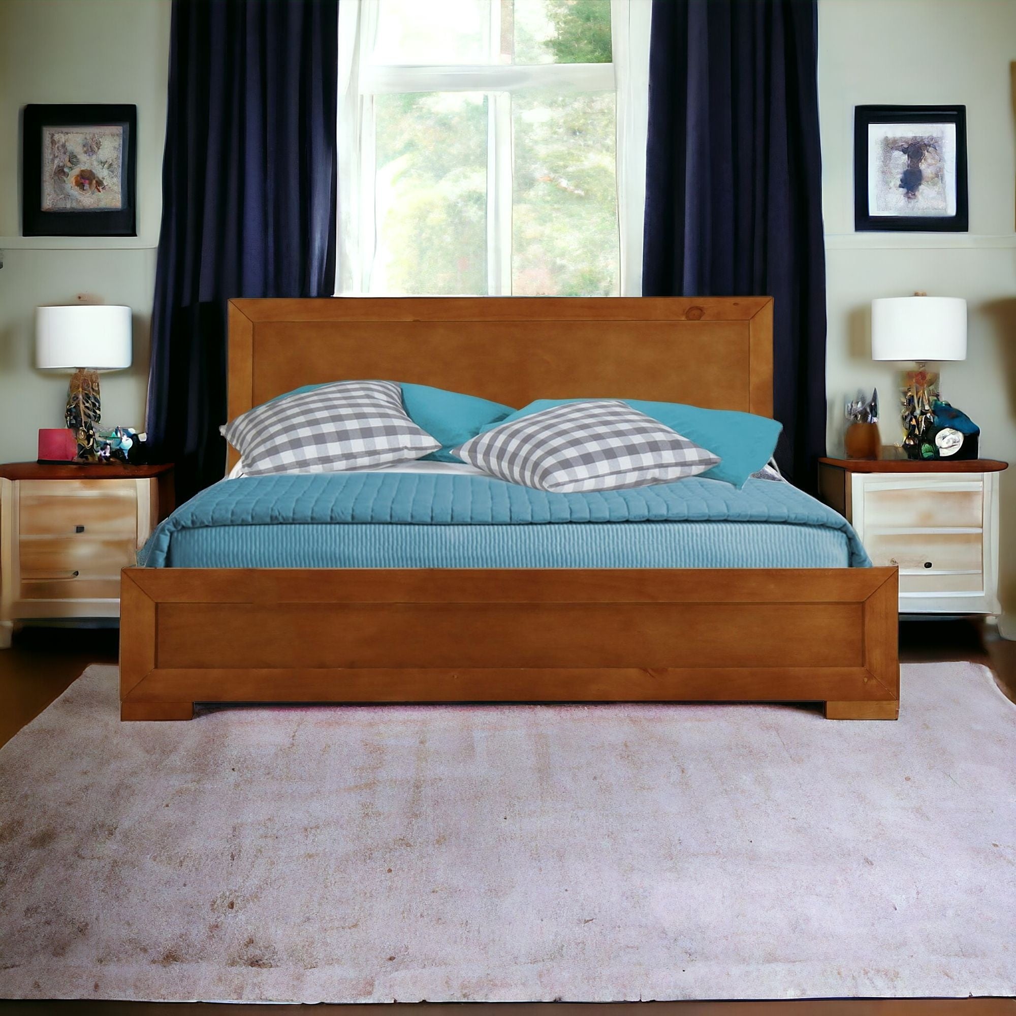 Oak Solid and Manufactured Wood Queen Bed Frame Homeroots Bed & Bath