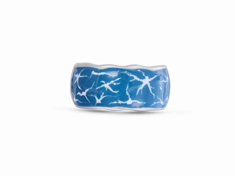 Ocean Waves Sterling Silver Blue Green Enamel Band Ring Luv My Jewelry