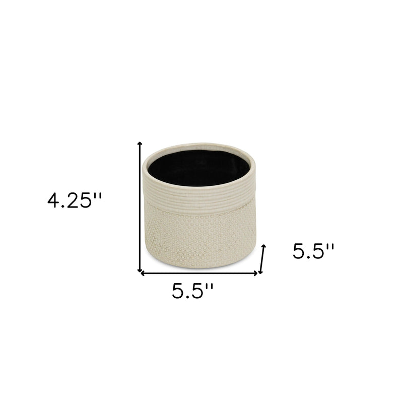 Off White Ceramic 42 Ounce Dotted Round Distressed Pot Planter GreatEagleInc