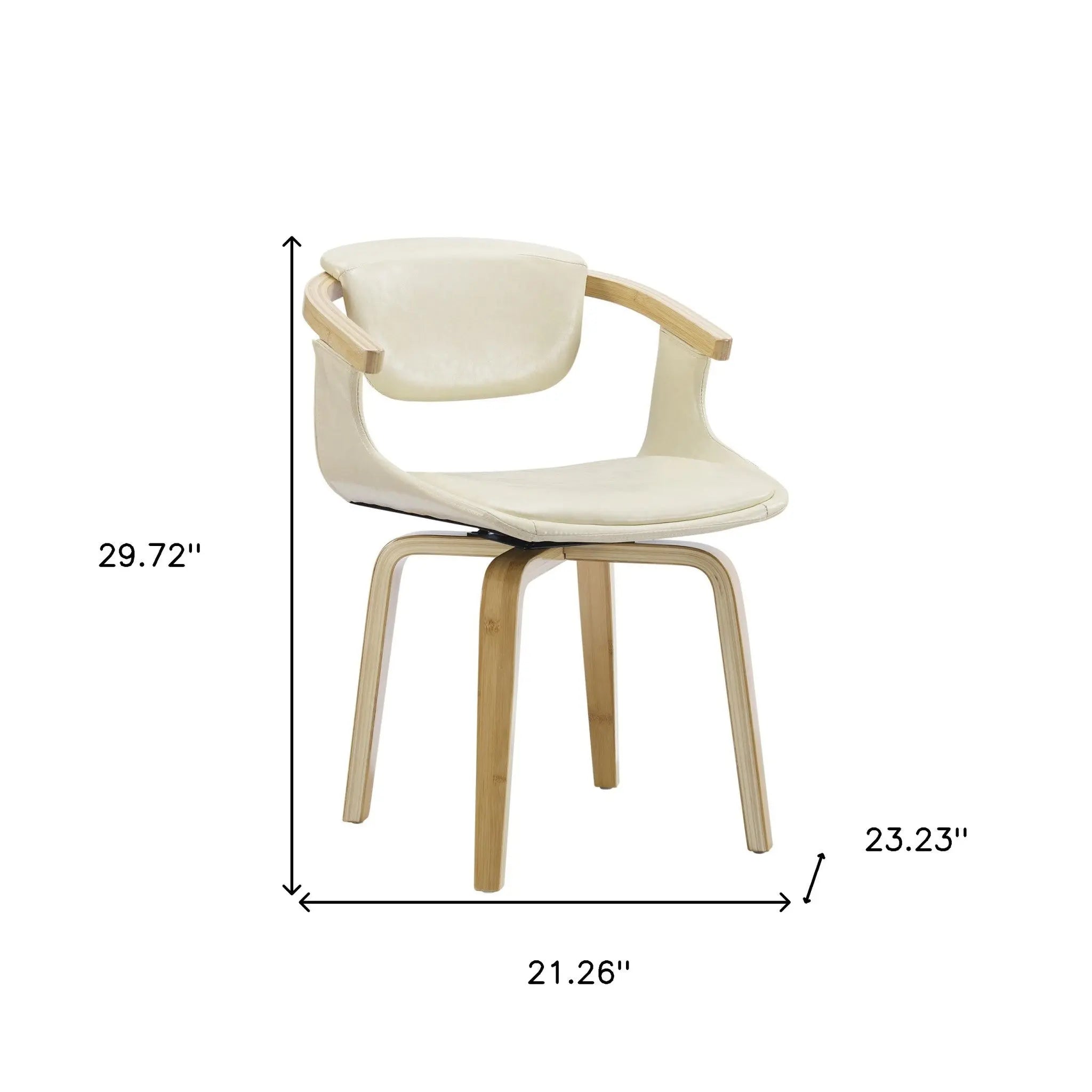 Off White and Natural Upholstered Faux Leather Dining Arm Chair Homeroots Kitchen & Dining