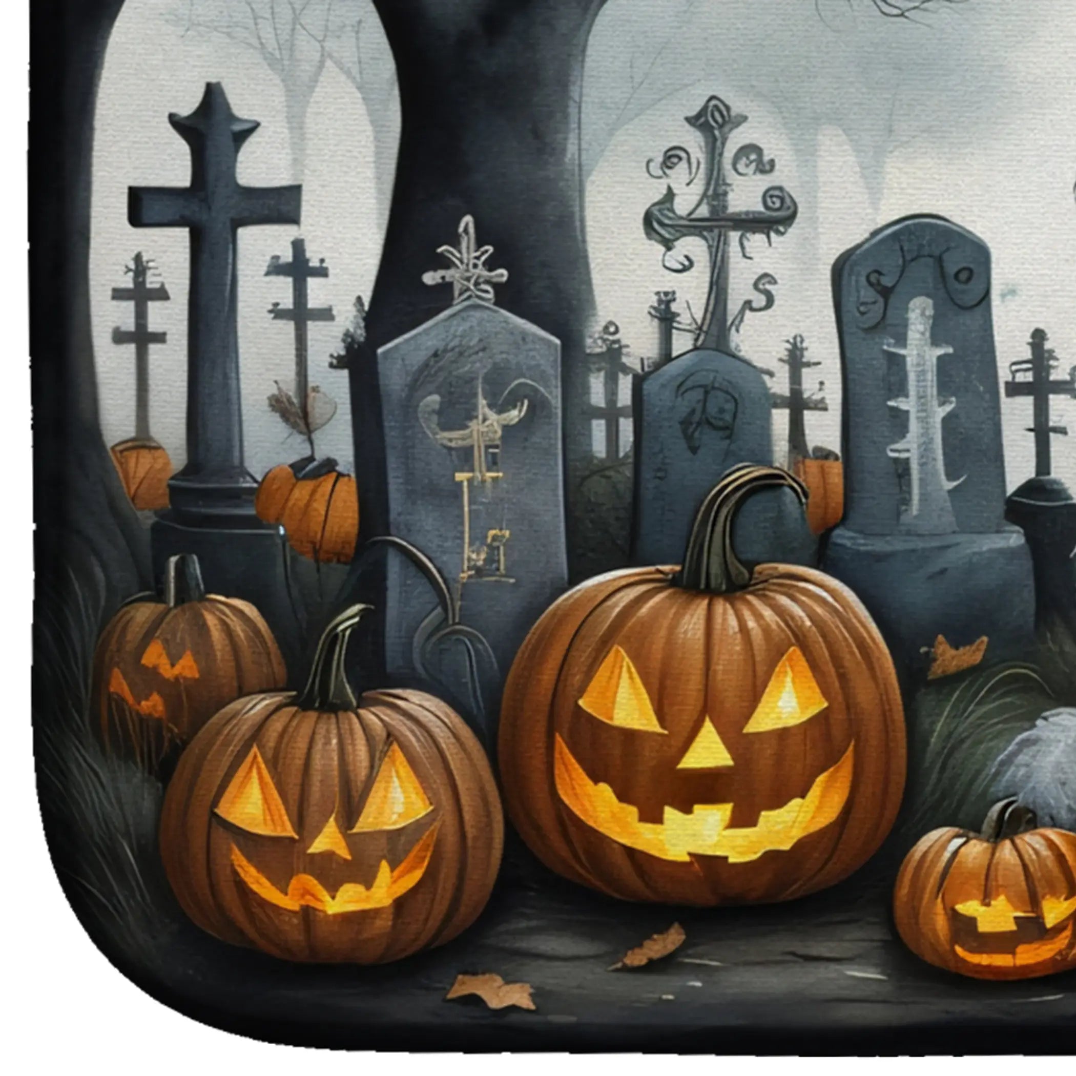 Old English Sheepdog Spooky Halloween Dish Drying Mat Caroline's Treasures