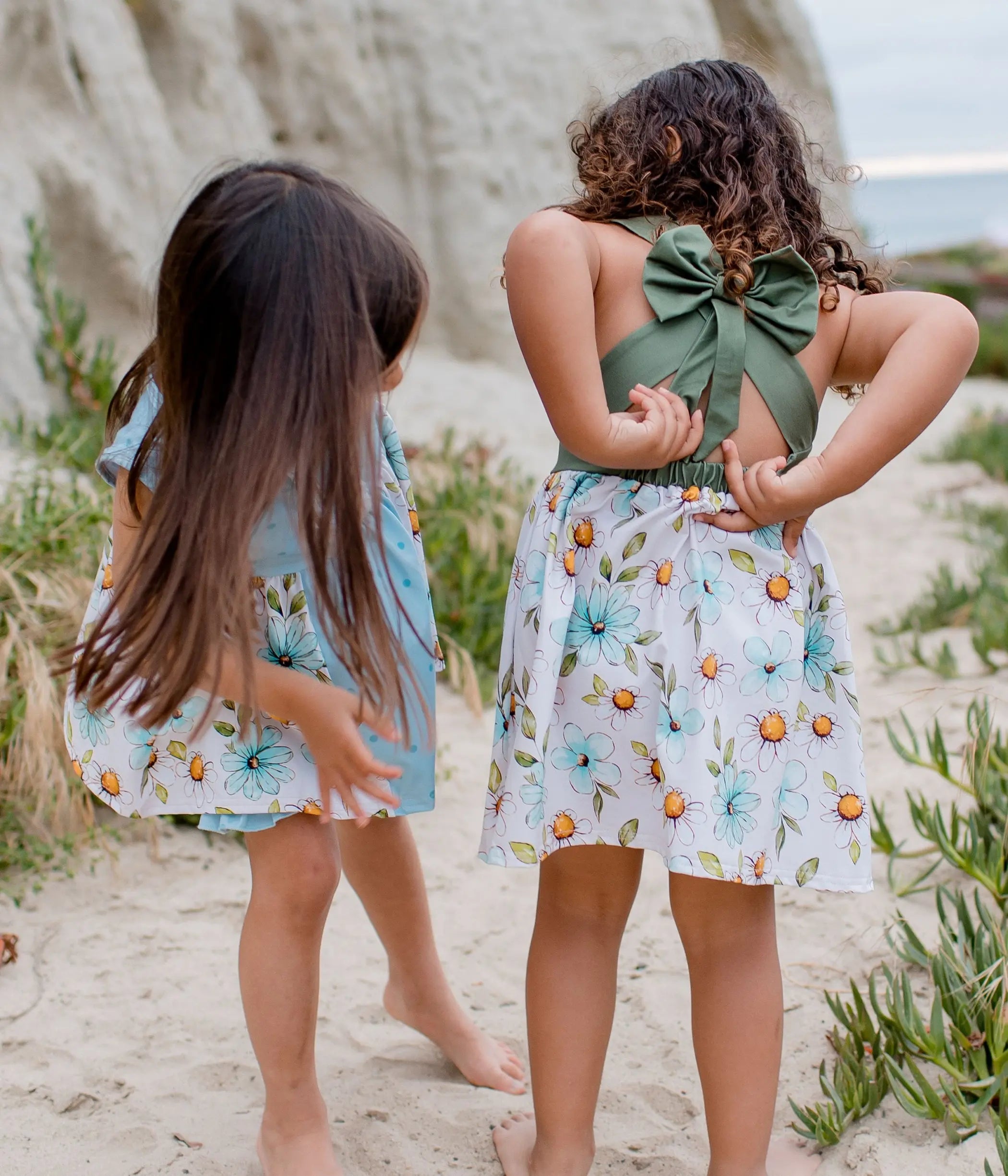 Olive Back Bow Daisy Floral Dress Sell It LLC