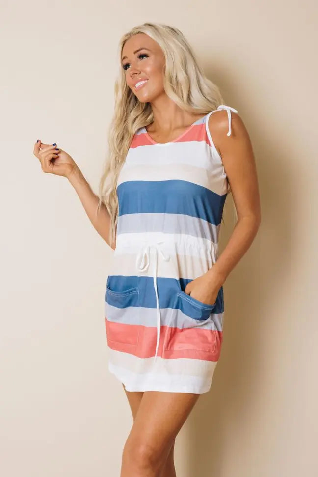 Olson Stripe Mini Dress Stay Warm in Style