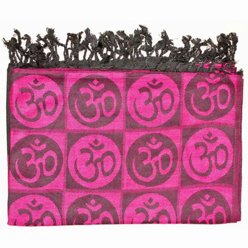 Om Meditation Symbol Handwoven Tassel Scarf Wild Lotus