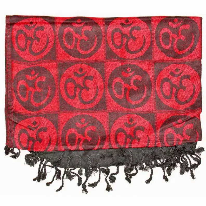 Om Meditation Symbol Handwoven Tassel Scarf Wild Lotus