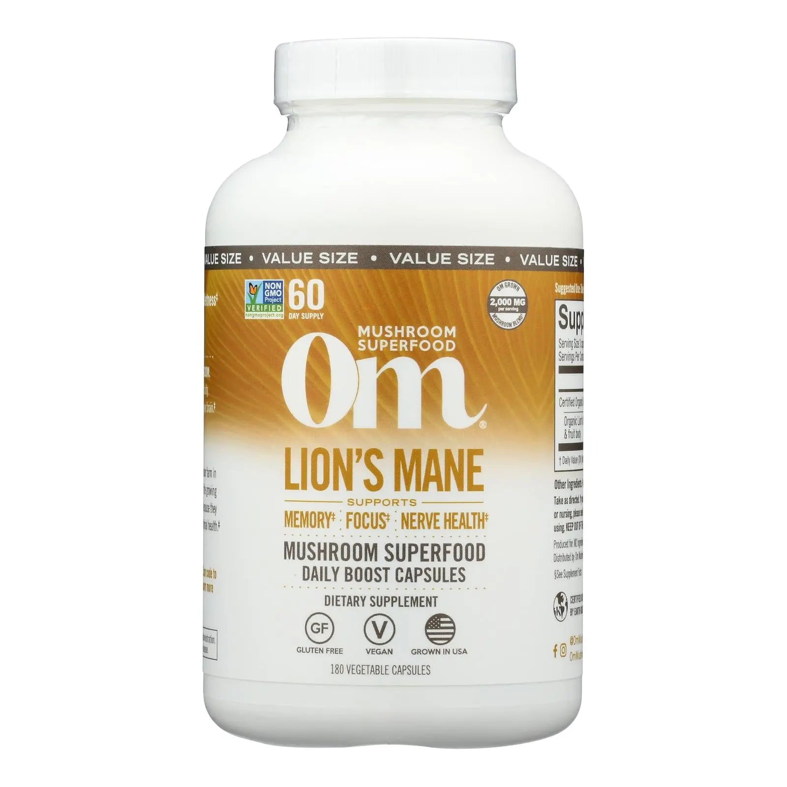 Om - Mush Sprfd Lions Mane - 1 Each-180 Ct Om