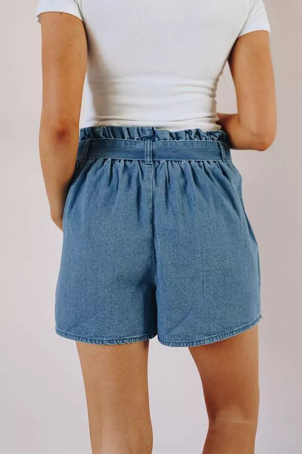 On The Edge Denim Wrap Skort Stay Warm in Style