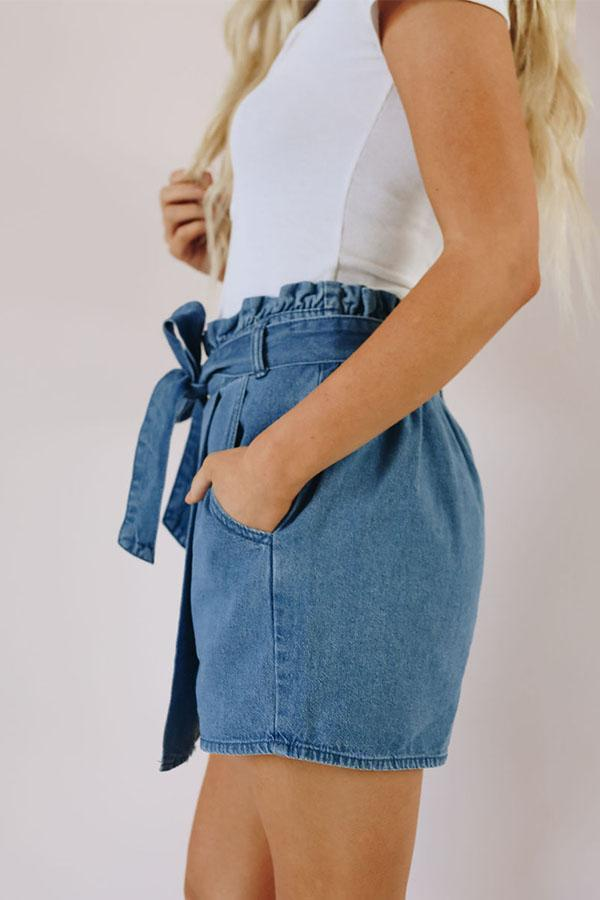 On The Edge Denim Wrap Skort Stay Warm in Style