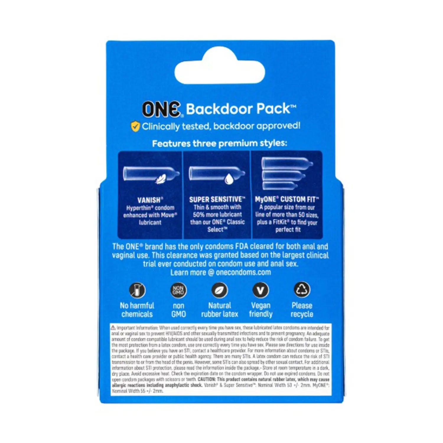 One Backdoor 3 Count Condoms Paradise Marketing