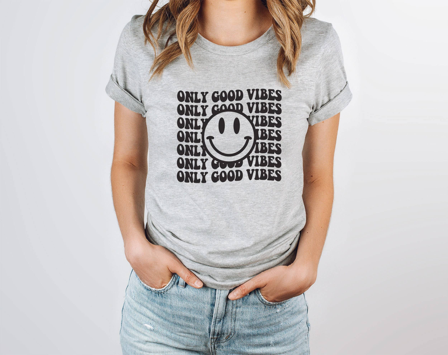 Only Good Vibes Shirt Smiley Face Shirt | 90s Shirt Stiles Tee