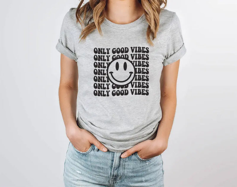 Only Good Vibes Shirt Smiley Face Shirt | 90s Shirt Stiles Tee