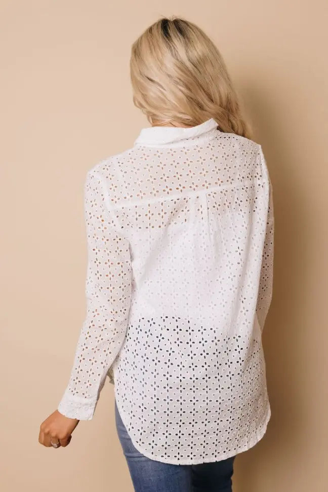 Oops A Daisy Eyelet Shirt Stay Warm in Style