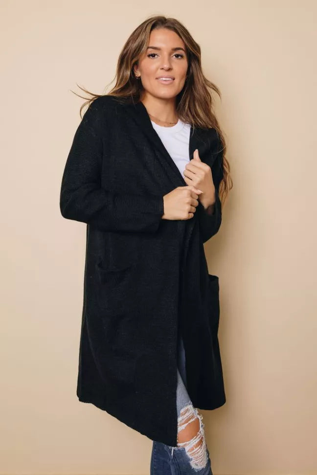 Open Front Hooded Sweater Cardigan Stay Warm in Style
