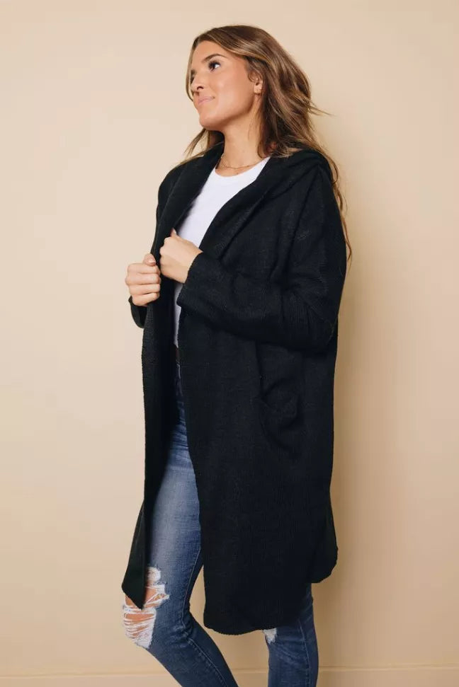 Open Front Hooded Sweater Cardigan Stay Warm in Style