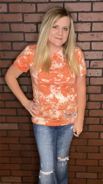 Orange Acid Wash Bleached Blank Tee The Blended Owl