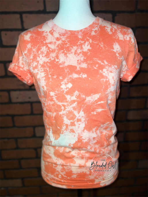 Orange Acid Wash Bleached Blank Tee The Blended Owl