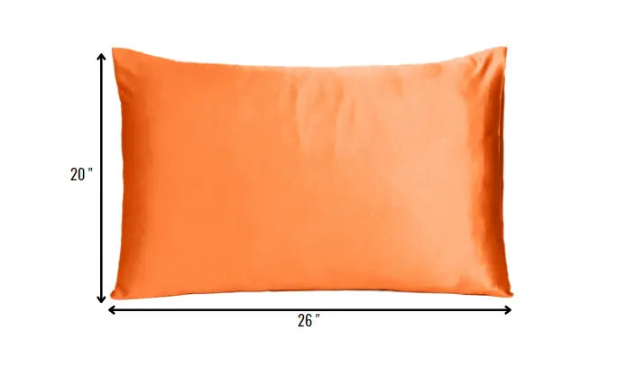 Orange Dreamy Set Of 2 Silky Satin Standard Pillowcases Homeroots Bed & Bath