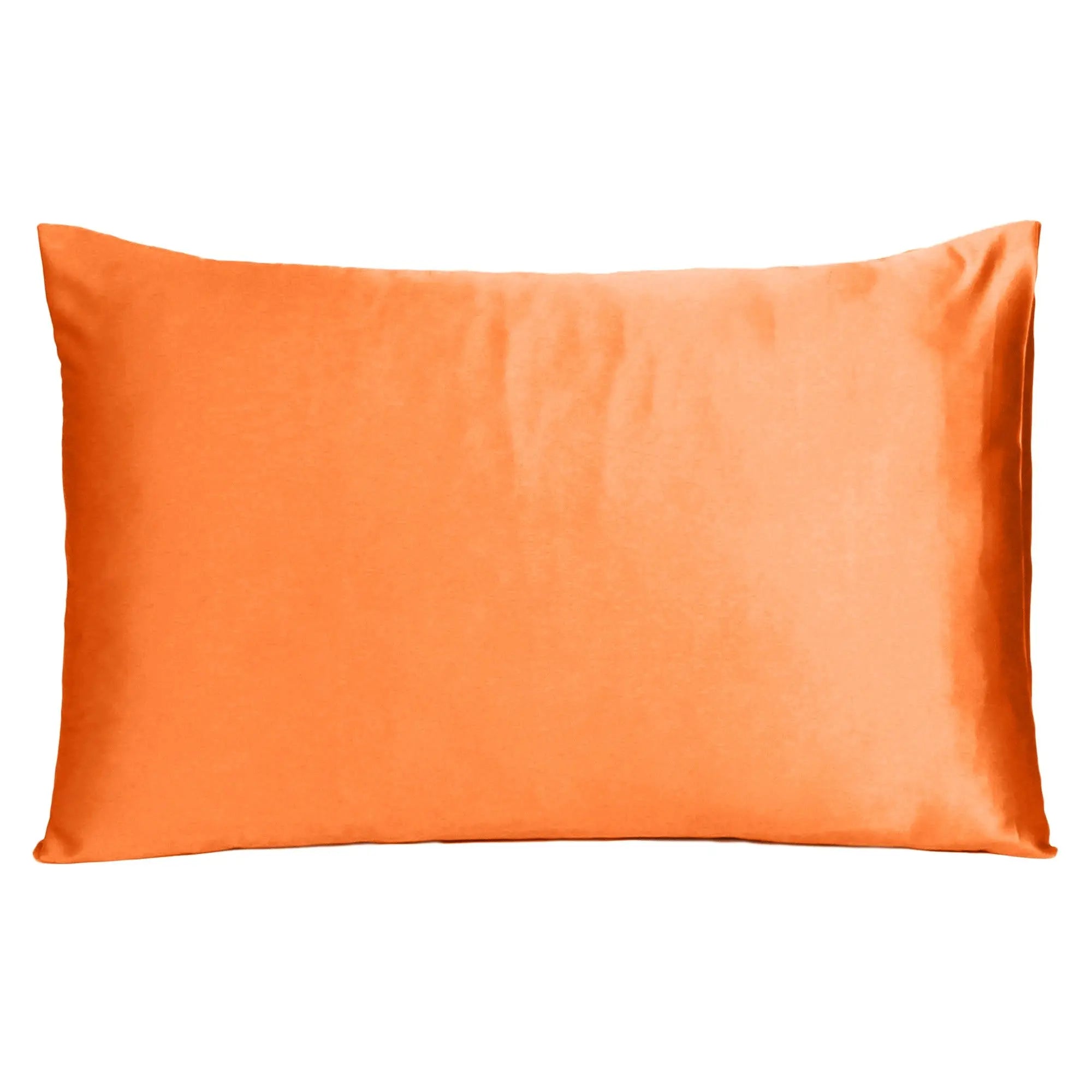 Orange Dreamy Set Of 2 Silky Satin Standard Pillowcases Homeroots Bed & Bath