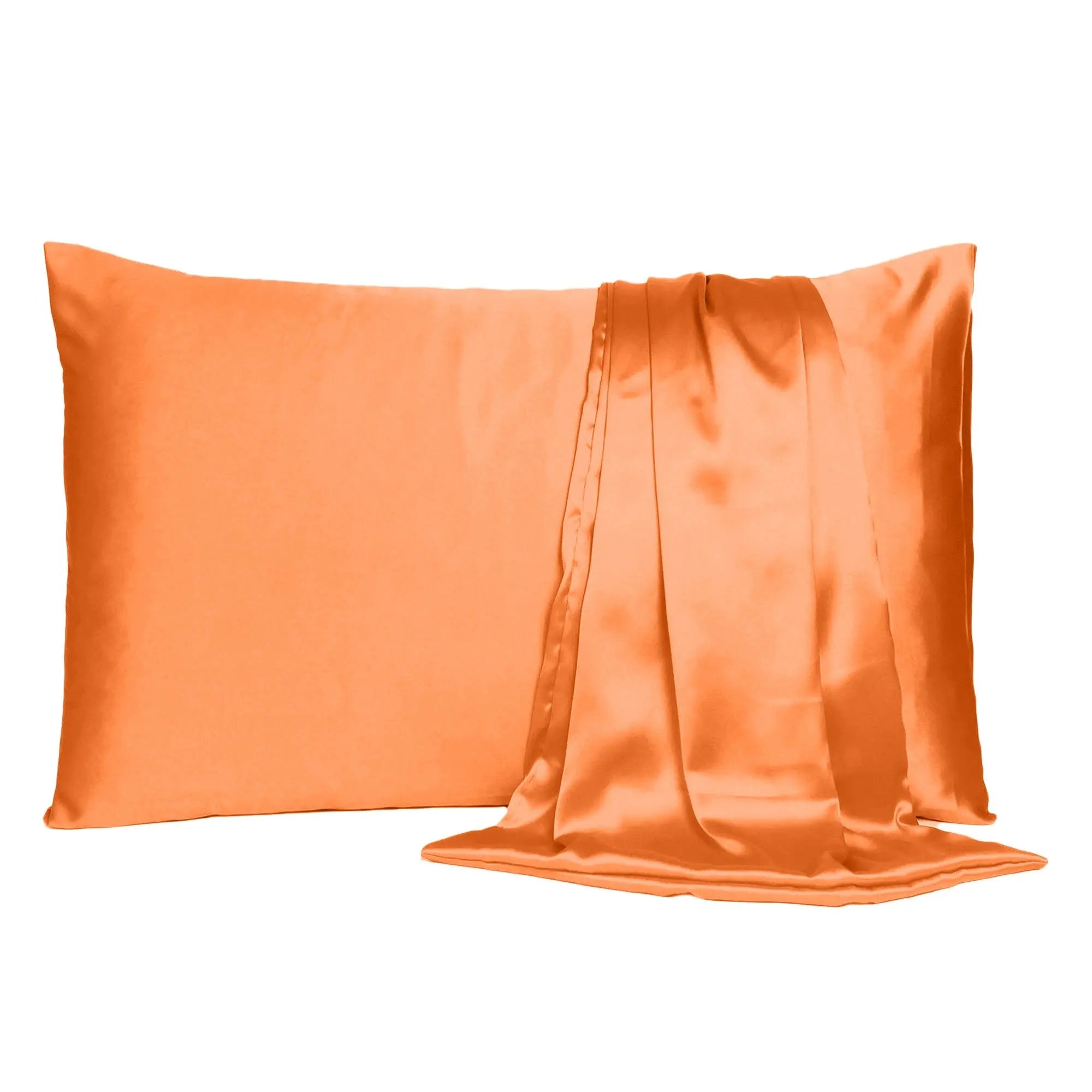 Orange Dreamy Set Of 2 Silky Satin Standard Pillowcases Homeroots Bed & Bath