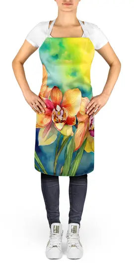 Orchids in Watercolor Apron Caroline's Treasures