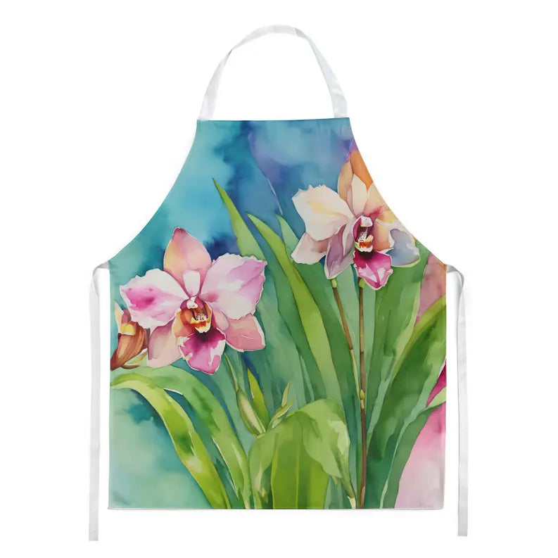 Orchids in Watercolor Apron Caroline's Treasures