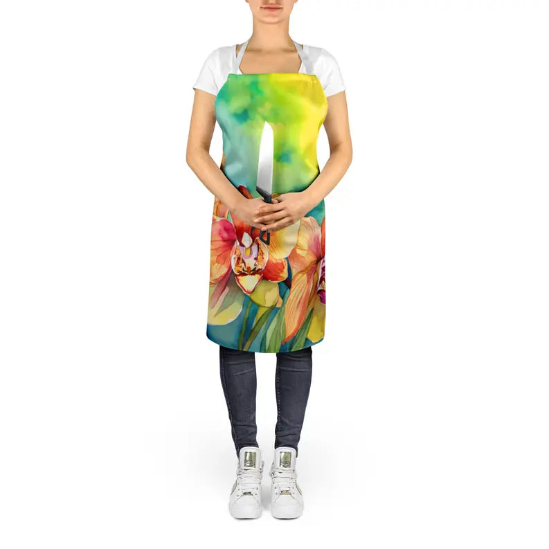 Orchids in Watercolor Apron Caroline's Treasures