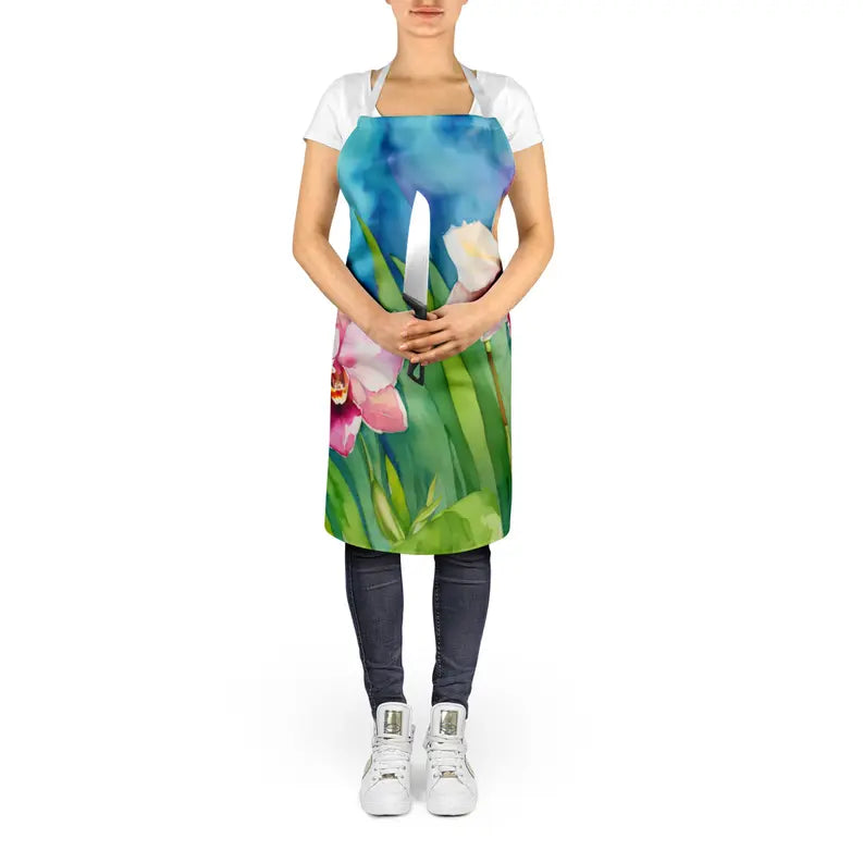 Orchids in Watercolor Apron Caroline's Treasures