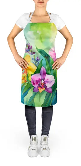 Orchids in Watercolor Apron Caroline's Treasures