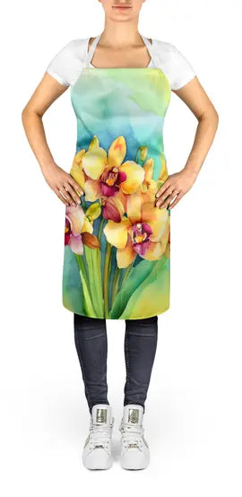 Orchids in Watercolor Apron Caroline's Treasures