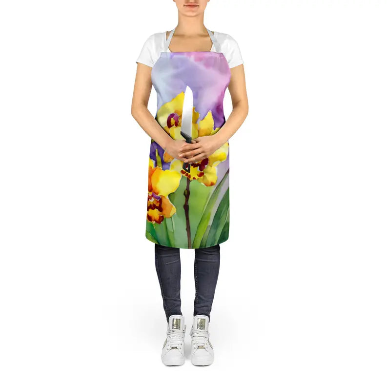 Orchids in Watercolor Apron Caroline's Treasures