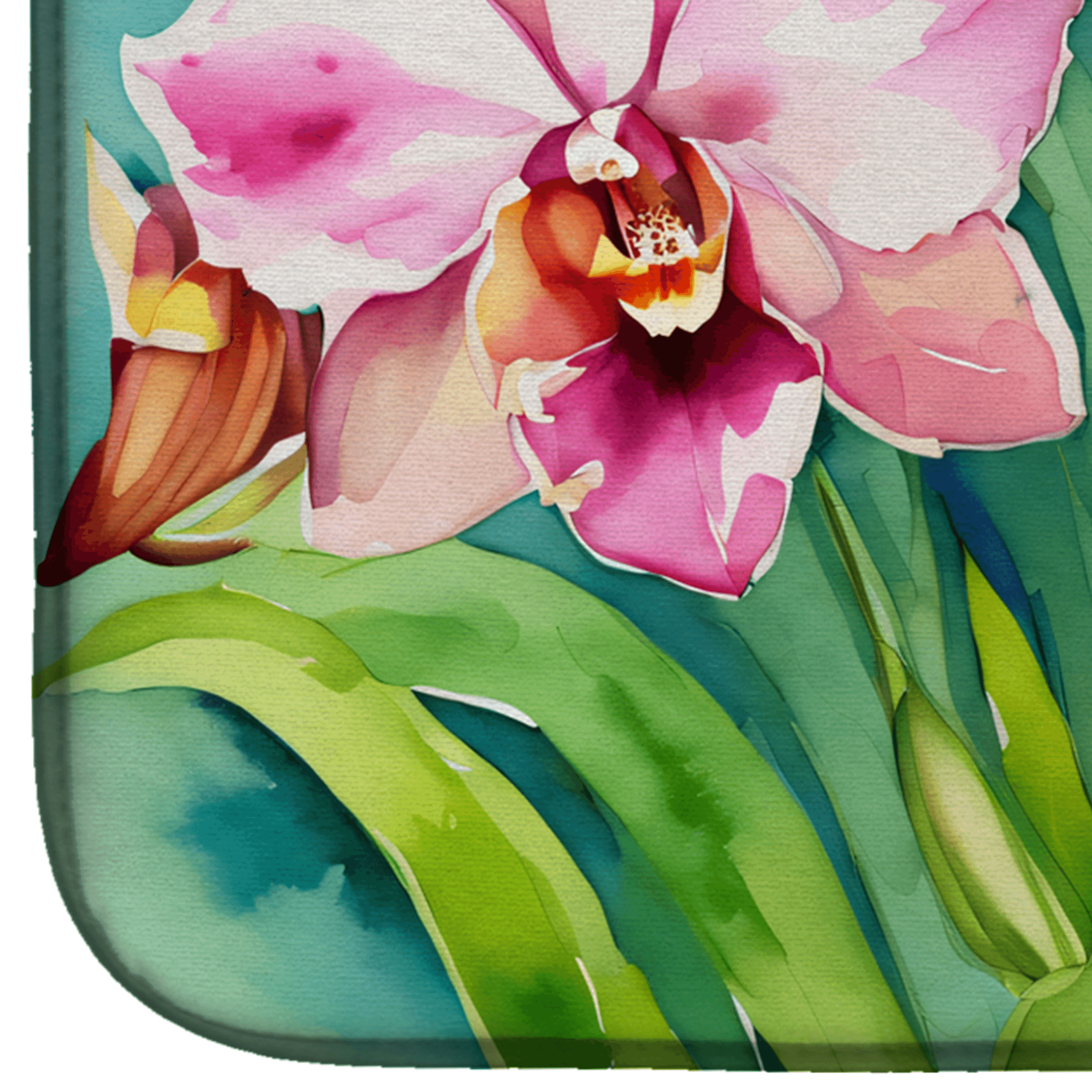 Orchids in Watercolor Dish Drying Mat Caroline's Treasures