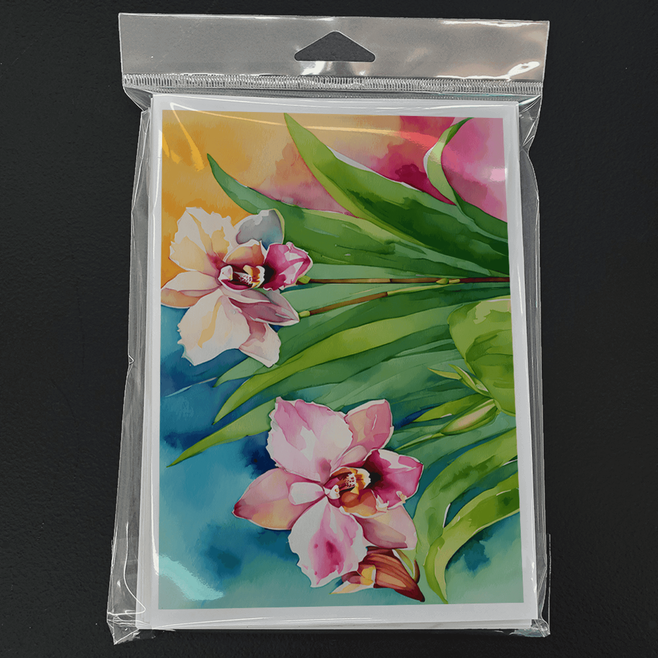Orchids in Watercolor Greeting Cards Pack of 8 Caroline's Treasures