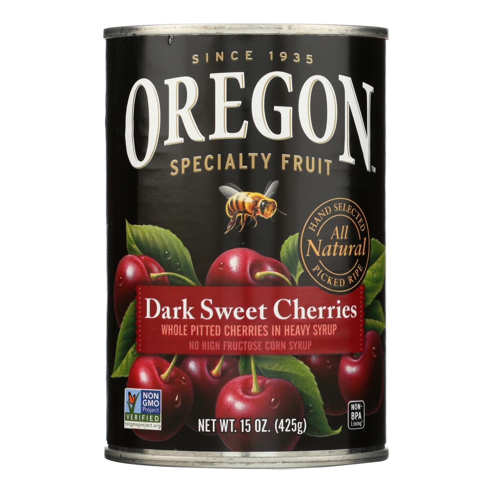 Oregon Fruit Whole Pitted Dark Sweet Cherries In Heavy Syrup - Case Of 8 - 15 Oz. Oregon Fruit