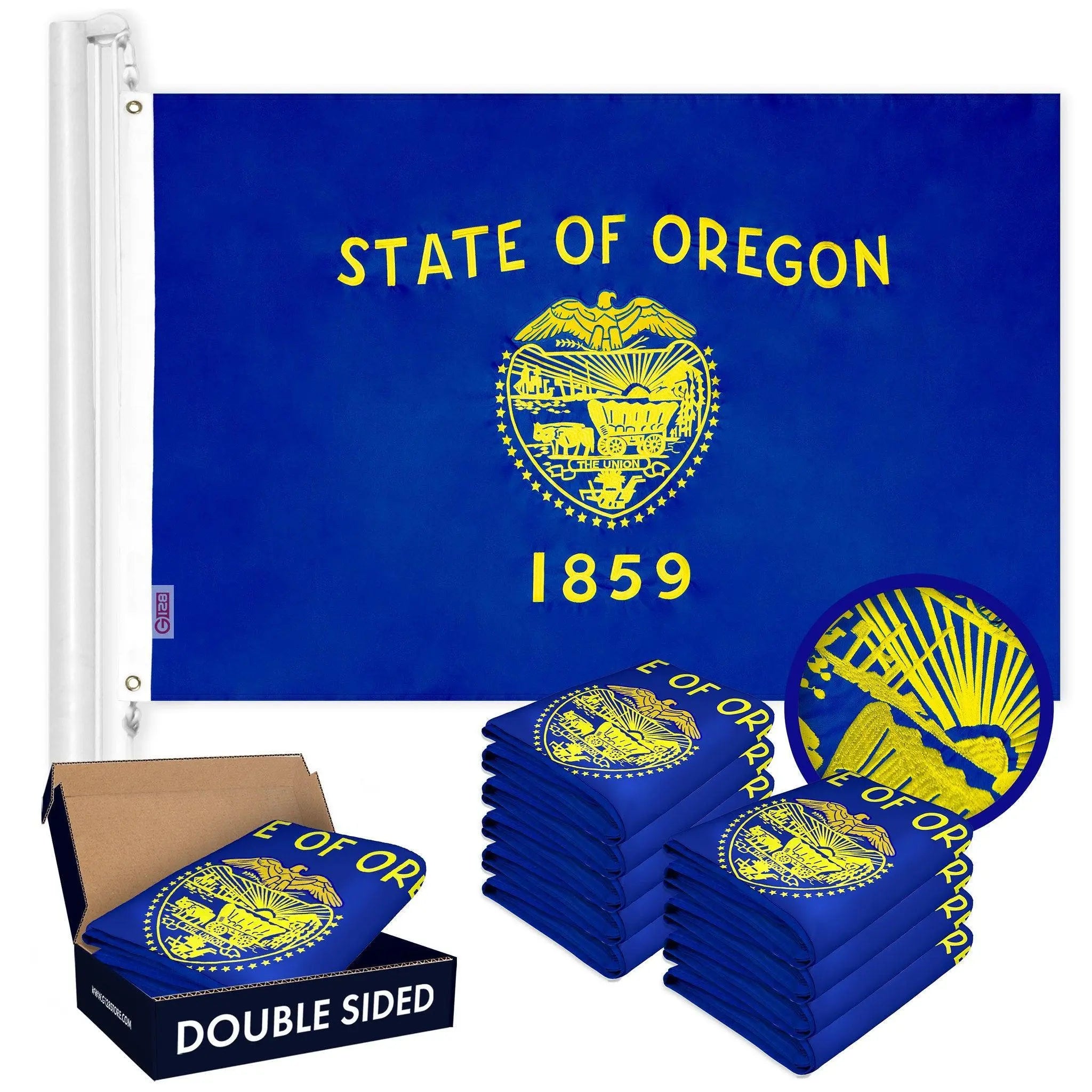 Oregon OR State Flag 3x5 Ft 10-Pack Double-sided Embroidered Polyester By G128 G128