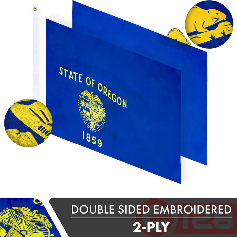 Oregon OR State Flag 3x5 Ft 10-Pack Double-sided Embroidered Polyester By G128 G128