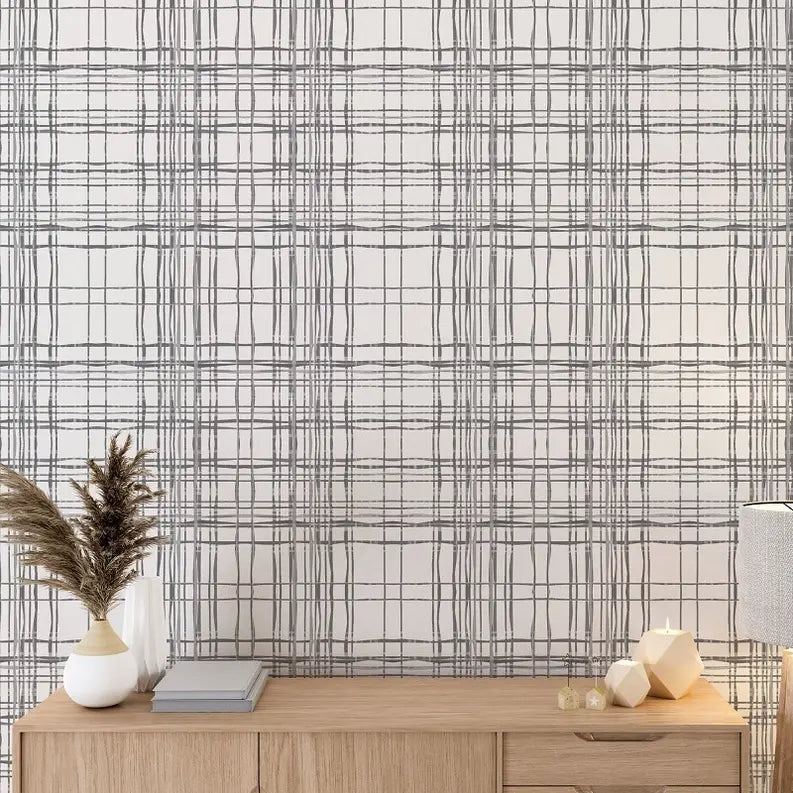 Organic Plaid ' Modern Farmhouse Peel & Stick Wallpaper SBC-LTD