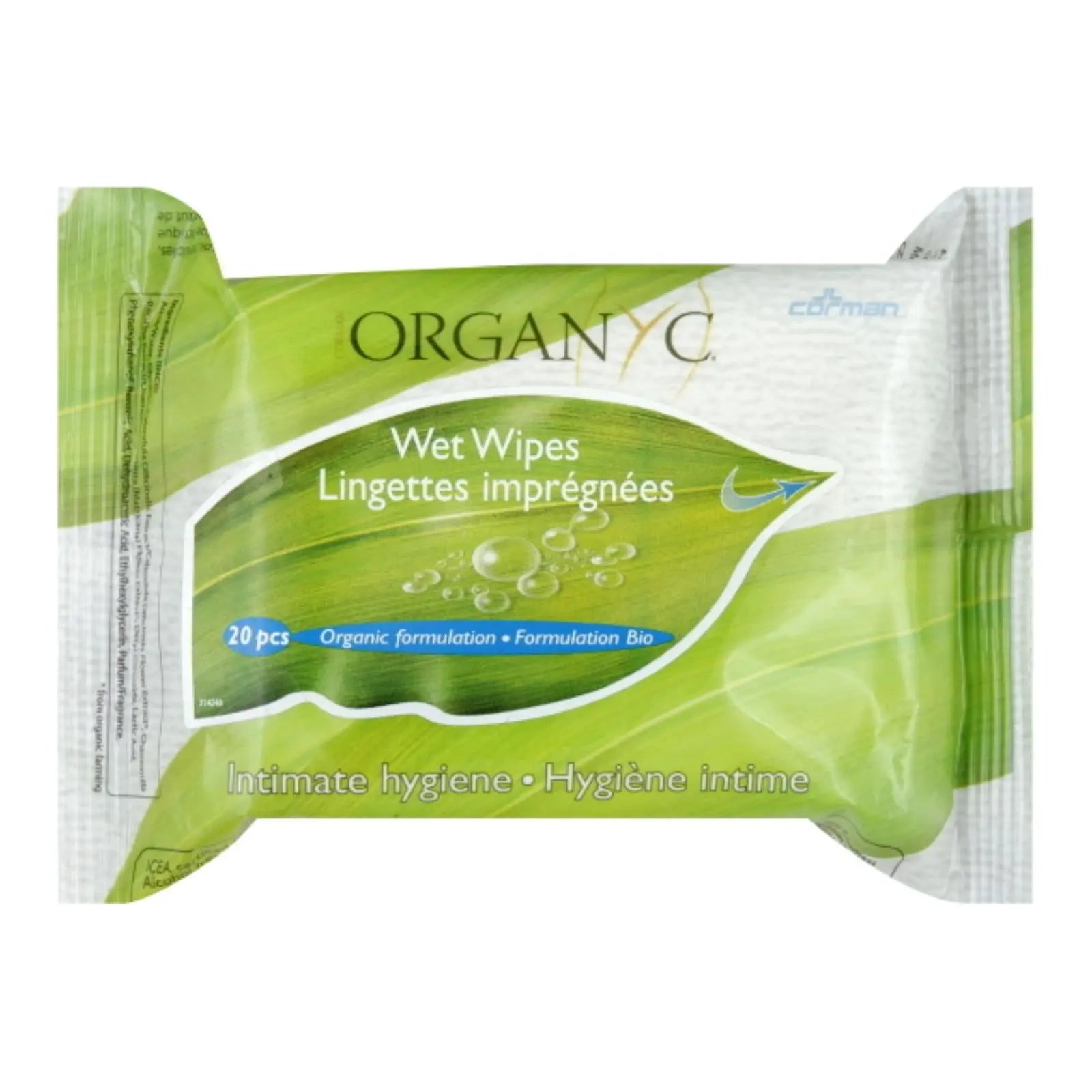 Organyc Intimate Hygiene Wet Wipes - 20 Pack - GreatEagleInc